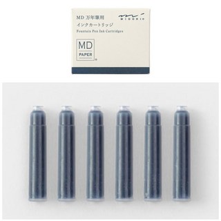 디자인필 미도리 MD 파운틴 펜 잉크 카트리지 6개입, 2개, 블루블랙