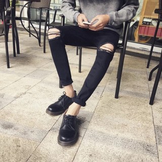 韓版修身破洞牛仔褲 - 潮男夏季新款