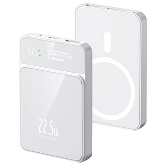 맥세이프 보조배터리 20000mAh 무선 대용량 가벼운 아이폰 갤럭시 사용가능, 흰색