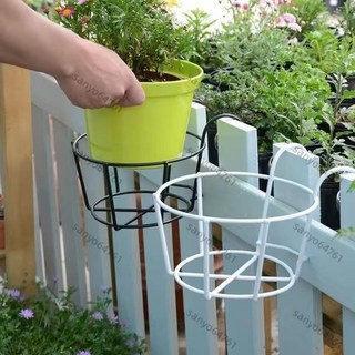 陽臺鐵藝懸掛式花架 欄桿護欄壁掛鐵架 綠蘿多肉盆栽花藍 加粗花架 台灣發貨, 26號白掛籃,特小12cm不帶托盤, 1個