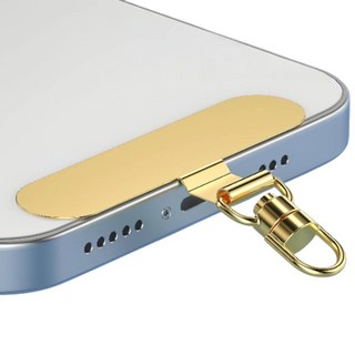 不鏽鋼360度旋轉手機墊片 手機掛繩墊片 金屬掛繩夾片 吊繩掛片 手機夾片 固定夾片 不銹鋼手機墊片 質感墊片, 金色｜升級可旋轉不鏽鋼款, 1個