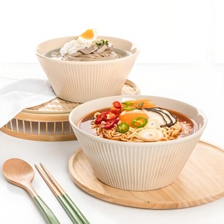 MAISON OBJET 線條系列陶瓷麵碗, 貝殼米色, 2個