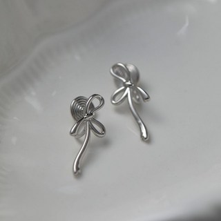垂墜式蝴蝶結耳環 S925銀針 防過敏耳環 夾式耳環 蝴蝶結耳環