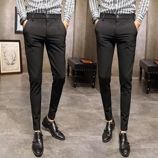 VESA 臺灣熱賣男生九分褲 時尚英倫西裝褲 男小腳褲 純色百搭長褲 韓版素麵長褲