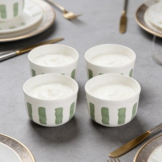 WHH 예쁜 원형 레머킨 종지 도자기 소스볼 세트, 4개, 그린