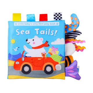 雪倫小舖 動物尾巴布書 認知啟蒙響紙標籤學習書 寶寶布書, 海洋生物-尾巴+標籤款, 1個