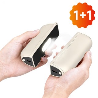 WOWWAY 충전식 손난로 보조배터리10000mAh 듀얼 자석 마그네틱+온도3단조절+손전등 전자 핫팩, 베이지