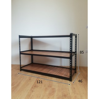 台中懶骨頭輕型角鋼架 免螺絲DIY置物架 工業風層架(高85*長91以下), 角鋼:平光黑,木板:MDF雙面貼皮, 3層