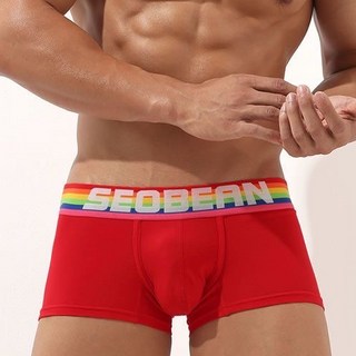 純棉男士內褲 台灣發貨 低腰U凸透氣潮流平角內褲 七色可選 舒適貼身四角褲