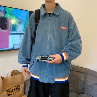 港風潮流翻領外套男2025新款秋冬季復古情侶小衆百搭夾克上衣潮