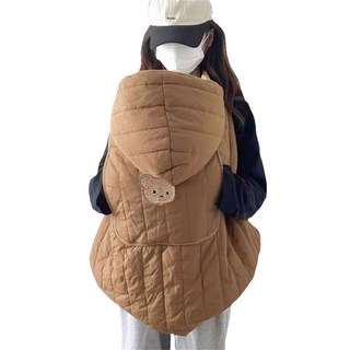 嬰兒外出抱被斗篷可愛熊保暖加厚, 棕色