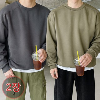 [1+1] 2장가격 절개라인 베어 양털 기모 자극제로 오버핏 맨투맨