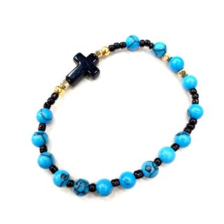 딸기러브[제작] 터키석 십자가 묵주팔찌 N08-11 임영웅 히어로 HERO 함께해요 영웅시대 스카이블루 굿즈 선물 콘서트 응원 팔찌