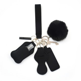 자기 방어 keychain set llavero defensa private key ring for girl chain alarm 후추 스프레이 여성 self defence saf, 협력사, 검은 색