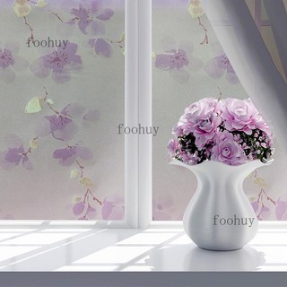台灣出貨 【帶膠款】窗貼 防偷窺 霧面窗貼 玻璃貼窗戶 浴室貼 防窺玻璃貼 窗戶貼 辦公室 玻璃貼紙窗戶 玻璃貼紙, 紫梅情90*200cm