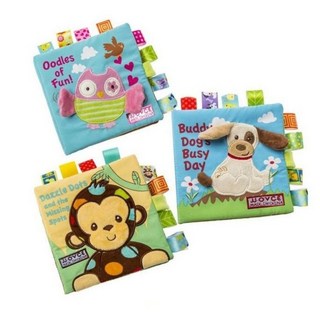 MoMo媽咪 動物刺繡布書 嬰兒益智立體佈書, 小狗(現貨)