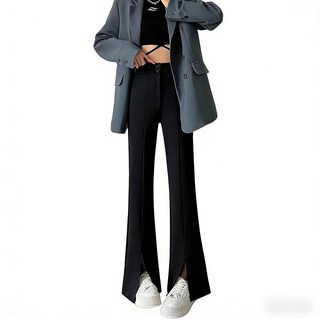 Muzi 西裝褲 高腰微喇叭褲 垂感修身顯瘦長褲