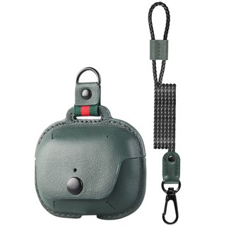 AirPods Pro 1/2 蘋果耳機保護套 頂級真皮掛脖防丟繩 蘋果耳機套三代收納盒 真皮防摔殼, 綠 - AirPods Pro 1/2, 1個