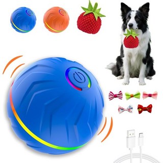 인터랙티브 강아지 장난감 공 자동 움직임 반사 회전하는 내구성 있는 모션 활성화 구르는 강아지용 소형 중형 대형 지루함 방지 2881920, 파란색