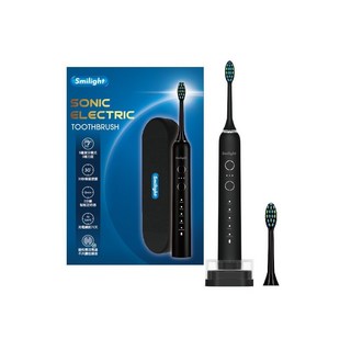 Smilight成人超聲波電動牙刷組 皓月白/量子黑, 1個, 成人電動牙刷-量子黑