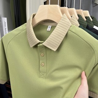 男士短袖polo衫 商務休閒純色翻領T恤