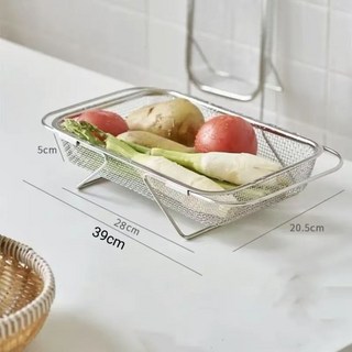 不銹鋼瀝水架廚房收納籃可伸縮碗盤筷收納架瀝水其他收納籃, 1個, 距離隨心調,大號【可伸縮瀝水籃】