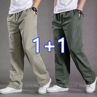 1+1 캐주얼 빅사이즈 밴딩 통바지 남성 바지 중년남성바지 등산바지 봄 가을 편안한 팬츠 D99U