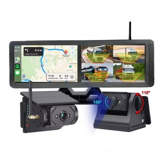 SANAN 15.6인치 2채널 태양광 무선카메라 카플레이 안드로이드오토 네비게이션 BSD 트럭 대형차