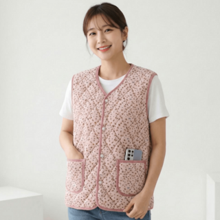 할머니조끼 겨울 경량 할매 시골 꽃무늬조끼 누비 김장조끼 플라워 레트로 겨울옷 후끈 촌캉스 실내복