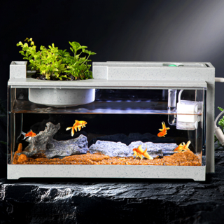 YANGTA 열대어 생태 어항 LED조명 수족관 자동순환 무소음 펌프 어항, 1개, 그레이