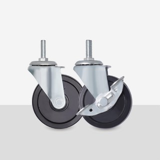 AXL 3分螺絲牙 75mm層架專用工業輪 PVC耐磨硬輪 推車輪 置物架 波浪架 鐵力士架 (台灣製造), 2活動2剎車(一組買更便宜), (一組買更便宜),購買前，請先拔下原本腳墊測量, 1層