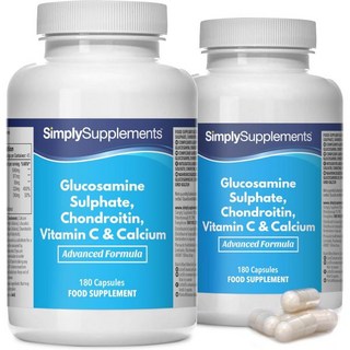 글루코사민 콘드로이친 VIT C 칼슘 근육 건강 2X 180 캡슐 영국 제조, 2개, 180정