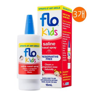 호주 FLO 어린이 코막힘 생리 식염수 스프레이 Kids Nasal Spray 15ml, 3개