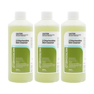 MICROSHIELD 2 Chlorhexdine Skin Cleanser 마이크로실드 호주 클로르헥시딘 스킨 클렌저 500ml 3팩, 3개