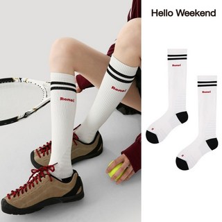 Hello Weekend 여성 양말 스트라이프 겨울 니삭스 미끄럼 방지 패션 슬림 롱 양말 압박 중목 양말 반장 양말 장목 양말 운동 다리 보온대 필라테스 1족 세트