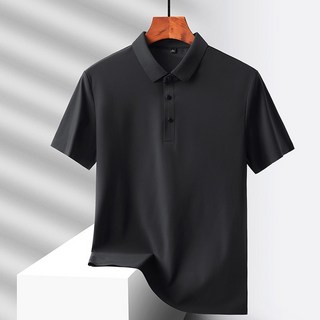排汗涼感衫 透氣舒適, 冰絲POLO衫【黑色】,4XL, 黑色