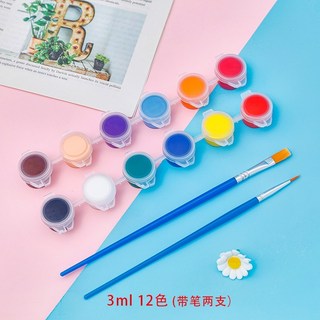 手繪流體熊DIY材料包 暴力熊公仔鑰匙圈 塗鴉彩繪娃娃玩具 幼兒園分享禮 BSMI認證, 十二色顏料（附帶畫筆*2）, 1個