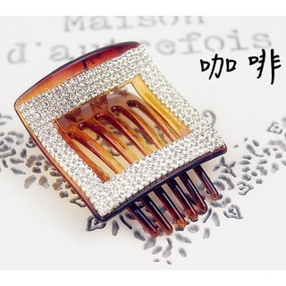 手工方形水鑽抓夾 鯊魚夾 髮夾 盤髮夾 時尚盤髮造型 穩固抓髮