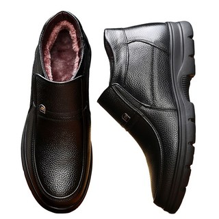 [ 보이앤맨 ] 남자 소가죽 보아털 방한화 구두 발편한 캐주얼 러털 따뜻한 털신 겨울 부츠 신발 단화 슈즈