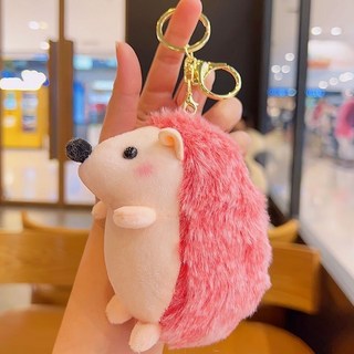 可愛小刺蝟毛絨玩具鑰匙扣，書包掛件包包掛飾，男女閨蜜情侶萌萌鼠, 1個, 粉色1個