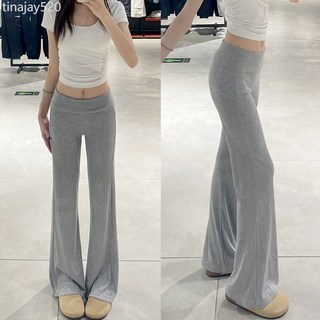 美式翻腰微喇褲女秋季新款高腰顯瘦喇叭褲運動衛褲垂感瑜伽褲