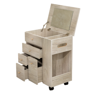 米克先生 移動式化妝櫃 台灣製造 CA-01 化妝車 化妝台 化妝桌 化妝盒 床頭櫃 收納櫃 置物櫃 化妝櫃 化妝收納櫃, 白橡木紋