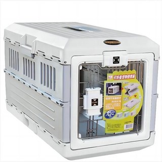 FC550 寵物外出籠 摺疊航空箱 附輪子 背帶 隔尿板 適用12KG內貓犬, 白灰色,fc550單籠[建議22斤內使用], 1個