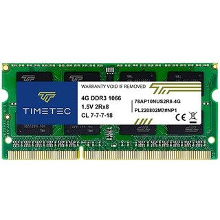 Timetec 8GB 키트(2x4GB) DDR3 1066MHz PC3-8500 Non-ECC 언버퍼드 1.5V CL7 2Rx8 듀얼 랭크 204 핀 SODIMM 노트북 PC 컴퓨터, 4GB, 2개