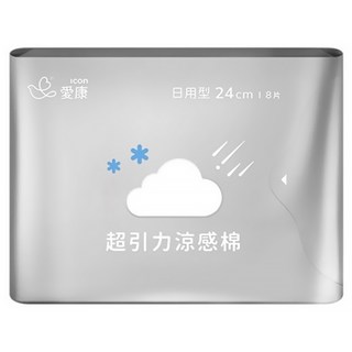 icon 愛康 超引力涼感棉 - 涼感舒適 瞬吸防漏, 日用型(24cm), 8片, 1包