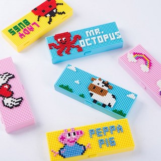 초등학생필통 플라스틱 블럭 필통꾸미기, 나노블럭필통 젖소