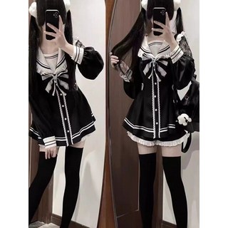 지뢰계 양산형 원피스 드레스 코스로리 빅사이즈 의상 고스룩 레이스 로리타 세라복 코르셋