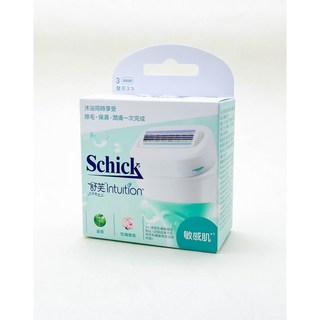 Schick 舒芙仕女除毛刀把 敏感肌 保濕 中性肌適用 舒適除毛體驗, 1個, 敏感肌補充刀頭(綠)-3刀頭-最新版