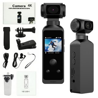 RUNDX WiFi 4K EIS 손떨림방지 액션캠 오토바이 블랙박스 방수 초소 형카메라+64G메모리카드, 블랙