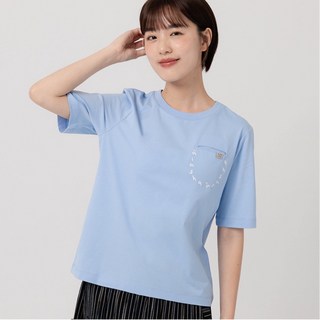 a la sha 毛毛標Logo口袋短袖T AAK223, 白,S